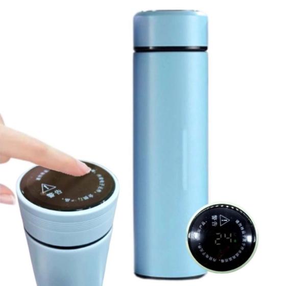Garrafa Térmica Inteligente Sensor Temperatura Digital Azul Claro Menor preço em Garrafa Térmica Inteligente Sensor Temperatura Digital Azul Claro