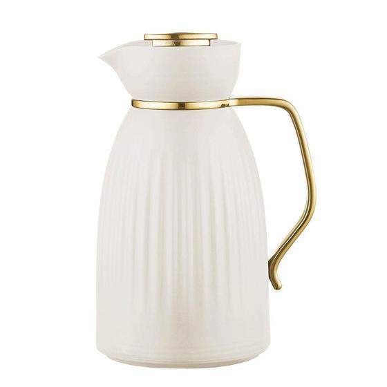 Imagem de Garrafa Térmica Jade Classic Bege e Dourado Click Abre e Fecha 1 Litro - Tuut