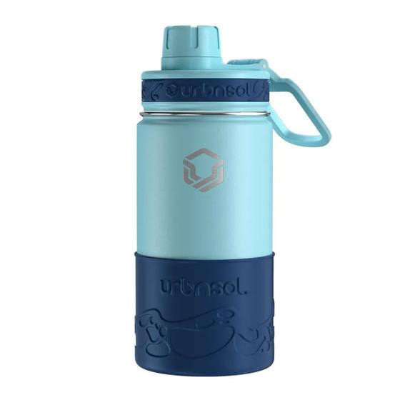 Imagem de Garrafa Térmica Kids Em Aço Inox Com Protetor Hydrotank Cor Verde Água 414ml Urbnsol