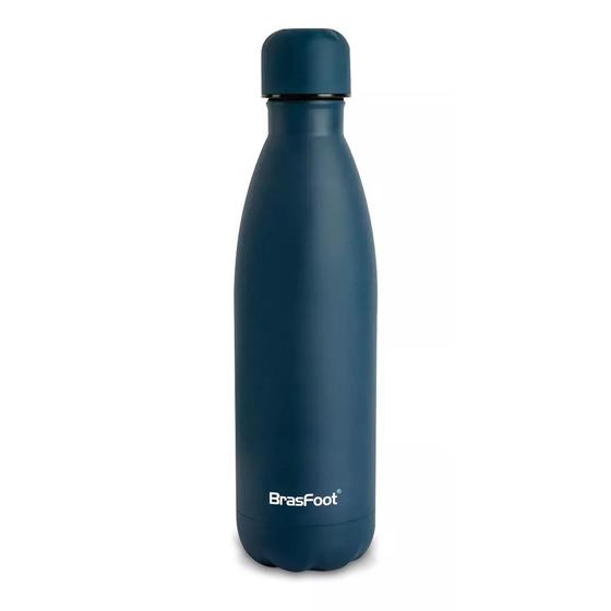 Imagem de Garrafa Térmica Metal Neo - Azul Escuro Emborrachado - 500ml - Brasfoot