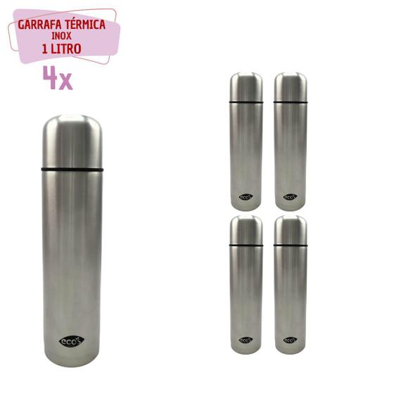 Imagem de Garrafa Térmica para Academia 1L Água Gelada Inox - 4 un