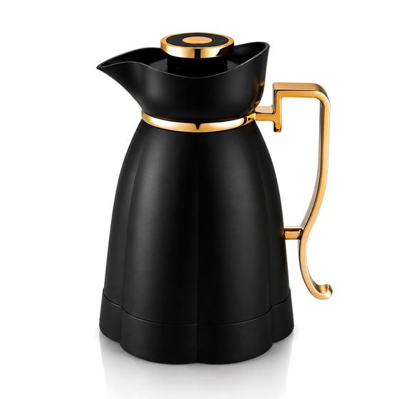 Garrafa Térmica Para Café E Chá Khadija Preta Com Alça 1 Litro Jarra Mesa Posta Elegante