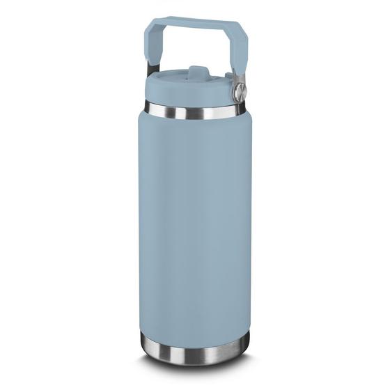 Imagem de Garrafa Térmica Parede Dupla em Aço Inox Azul 900ml com Alça