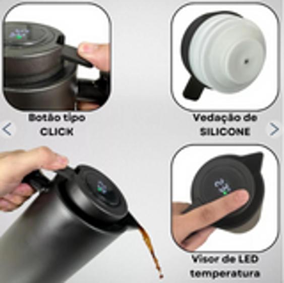 Imagem de Garrafa Térmica Plastico Café-Chá 1 Litro Com Termômetro Em Led E Cabo de Madeira