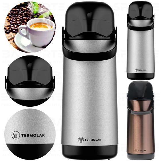 Garrafa Termica Pressao 1l Lumina Termolar Inox e Cobre Menor preço em Garrafa Termica Pressao 1l Lumina Termolar Inox e Cobre