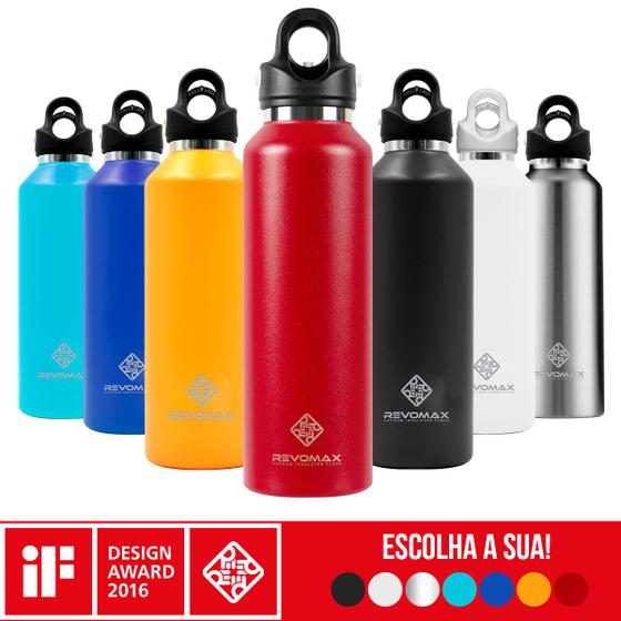 Imagem de Garrafa Térmica Revomax Parede Dupla 950 ml Original Aço Inox Tampa a Vácuo Café Suco Água Academia Passeio Caminhada