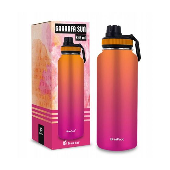 Imagem de Garrafa Térmica Sun - Rosa e Laranja Degradê - 750ml - Brasfoot