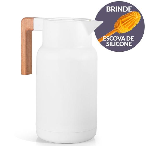 Imagem de Garrafa Térmica Wood Fashion Branca 1L Termopro