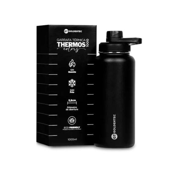 Imagem de Garrafa thermos 1l preta gt3 - goldentec