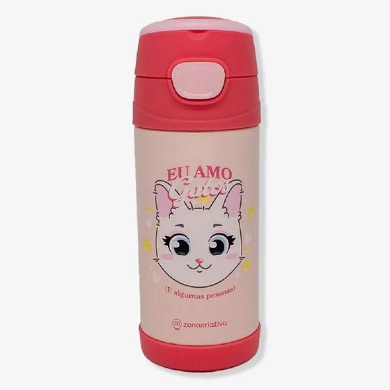 Imagem de Garrafa Top Handle 350ML Adesivo Eu Amo Gatos - Zonacriativa