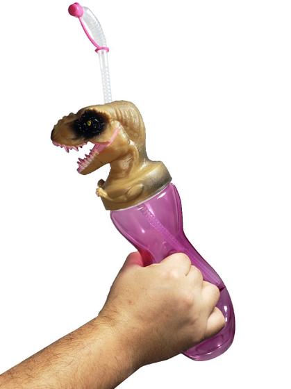 Imagem de Garrafa Trex 550ml Cabeça de Dinossauro com Canudo Infantil