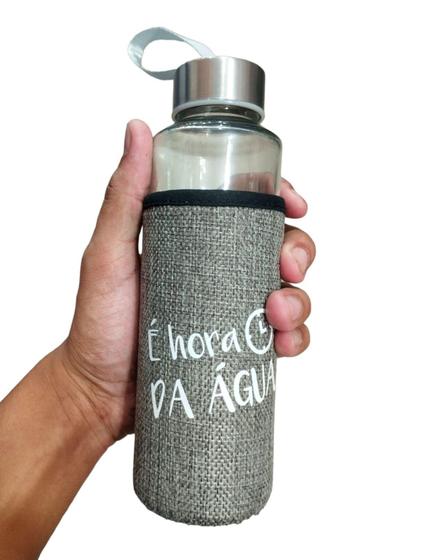 Imagem de Garrafa Vidro com Frases Com Capa Protetora Neoprene 400ml - Interponte