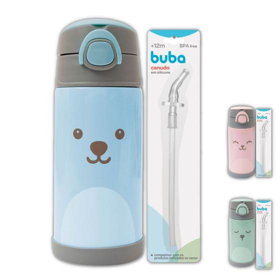 Imagem de Garrafinha copo termico infantil gumy 400 ml parede dupla com canudo extra silicone
