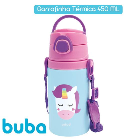 Imagem de Garrafinha de Alumínio Bebê Infantil 450 ml com Alça Canudo de Silicone