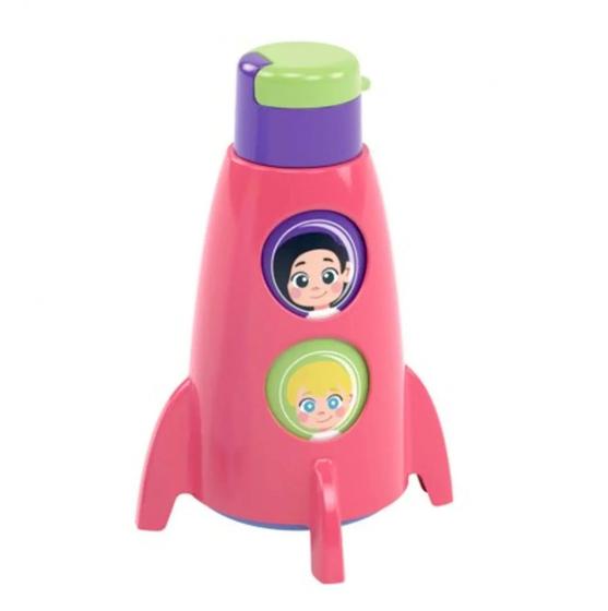 Imagem de Garrafinha de Foguete Infantil com Janelinhas 320ml Rosa