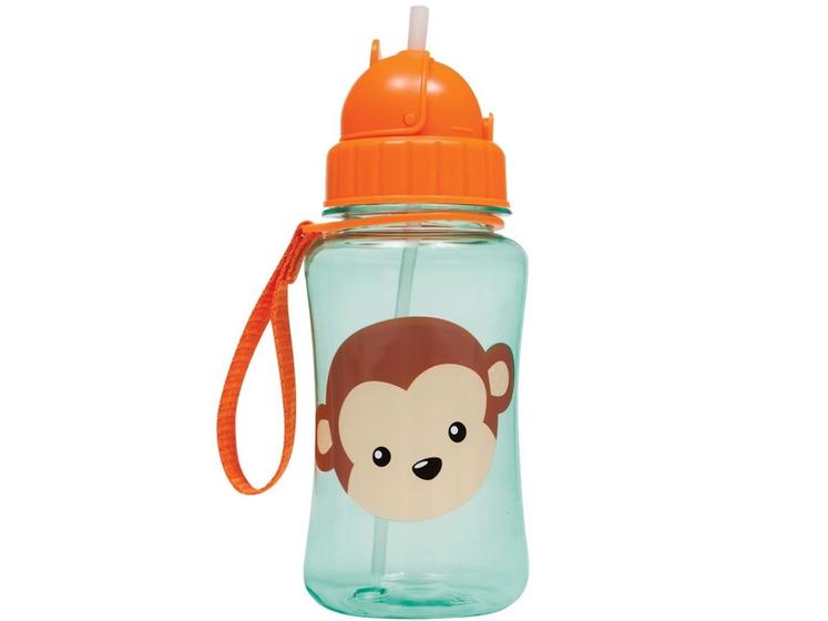 Imagem de Garrafinha Garrafa de Agua Infantil com Canudo Retrátil Silicone Leão Girafa Macaco Unicórnio Buba