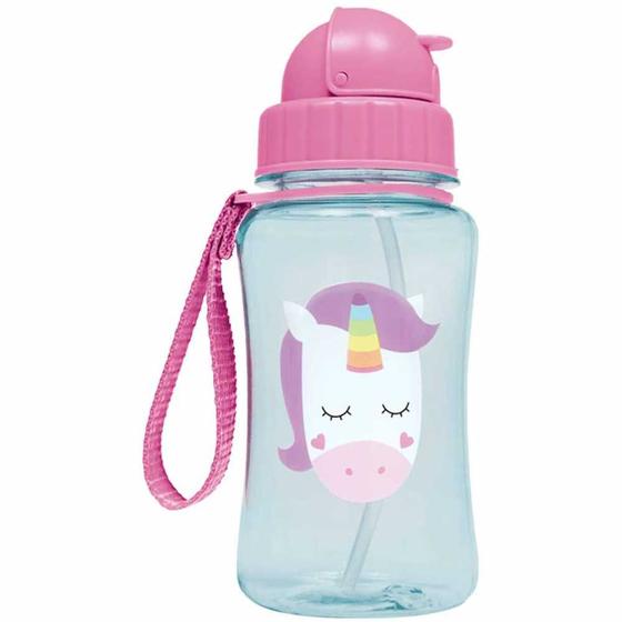 Imagem de Garrafinha Infantil com Canudo - 400ml - Animal Fun - Unicórnio - Buba