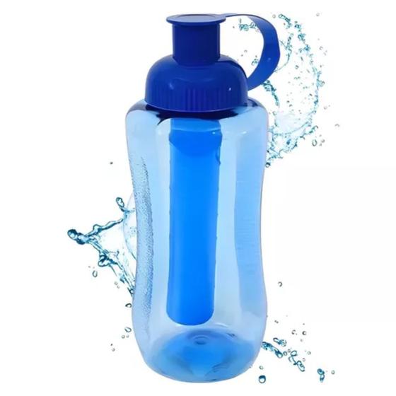 Imagem de Garrafinha Squeeze De Água Azul Rosa Preta com Gelo 600ml