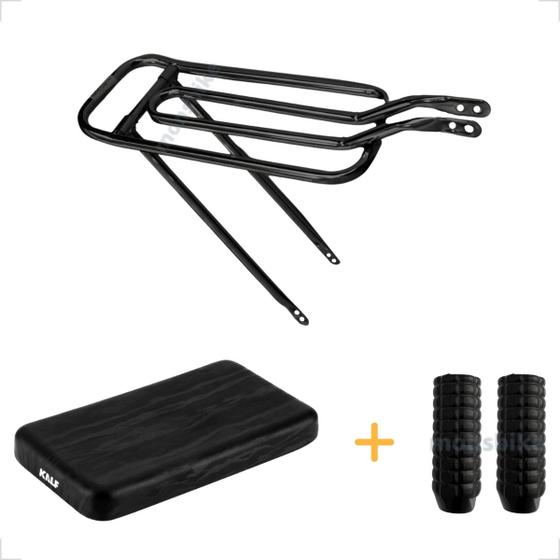 Imagem de Garupa Bike Aro 20 24 26 + Almofada Assento P/ Bagageiro Carona + Pedaleira Apoio