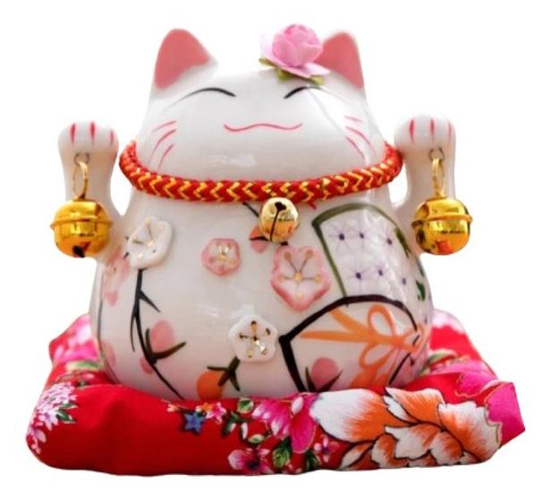 Imagem de Gato Da Sorte Dourado Maneki Neko Japones China Amuleto