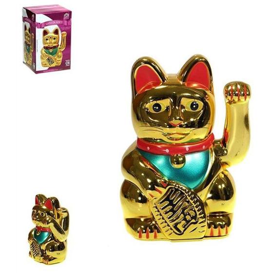 Imagem de Gato Da Sorte Pequeno Dourado 12,5 Cm Art House