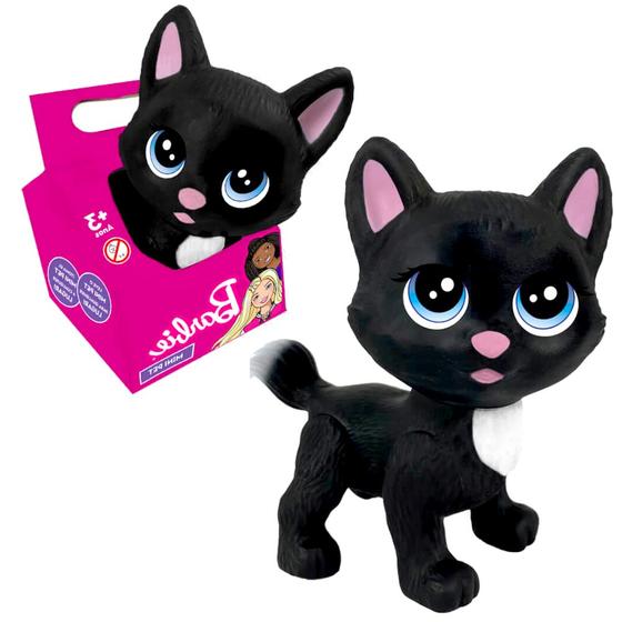 Imagem de Gato na Casinha Mini Pets Gatinho Preto de Vinil Articulado da Barbie Mattel