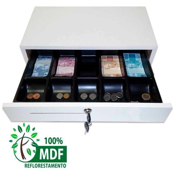 Imagem de gaveta caixa para dinheiro em MDF branco