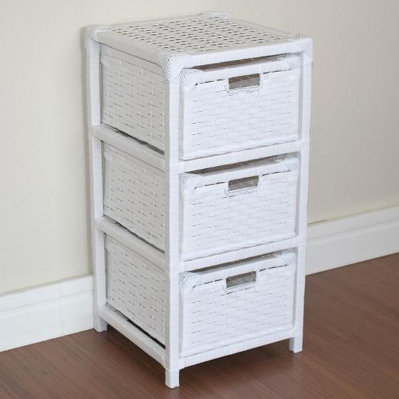 Gaveteiro 3 Gavetas Fibra Sintética 30x30x60 Branco Menor preço em Gaveteiro 3 Gavetas Fibra Sintética 30x30x60 Branco