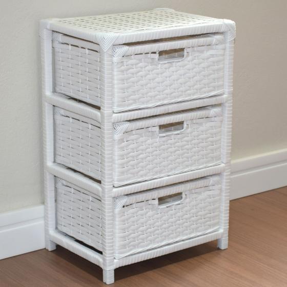 Gaveteiro 3 Gavetas Fibra Sintética 38x28x57 Branco Menor preço em Gaveteiro 3 Gavetas Fibra Sintética 38x28x57 Branco