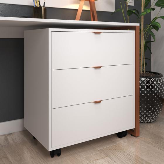 Gaveteiro com 3 Gavetas Branco para Escritório Organizador com Rodinhas Revisteiro Home Office Menor preço em Gaveteiro com 3 Gavetas Branco para Escritório Organizador com Rodinhas Revisteiro Home Office