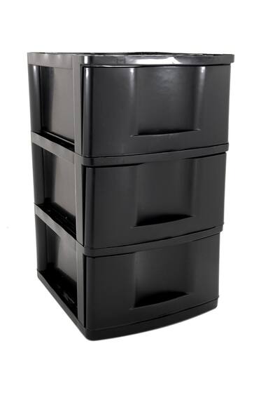 Gaveteiro de Chão São Bernardo com 3 Gavetas Plástico 33x38x56cm Preto - Gaveteiro - Magazine Cbeneficio