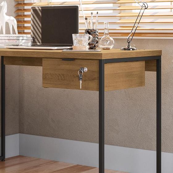 Imagem de Gaveteiro de Mesa 1 Gaveta com Chave Industrial Freijó 36cm