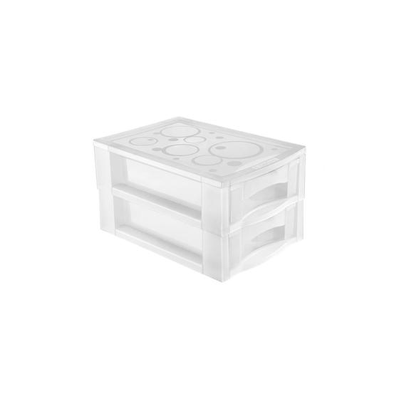 Imagem de Gaveteiro de Mesa Plástico M com 2 Gavetas Cristal Ordene