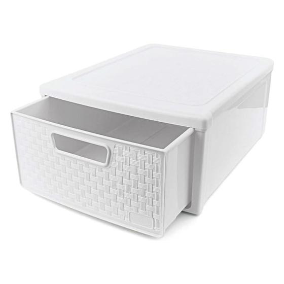 Imagem de Gaveteiro Modular Rattan Branco C 32,8 X L 26,5 X A 14,5 Cm