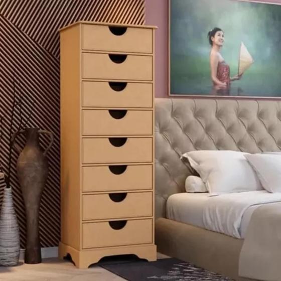 Gaveteiro/ Organizador Para Quarto Ou Escritório Com 8 Gavetas Em Mdf Cru Menor preço em Gaveteiro/ Organizador Para Quarto Ou Escritório Com 8 Gavetas Em Mdf Cru