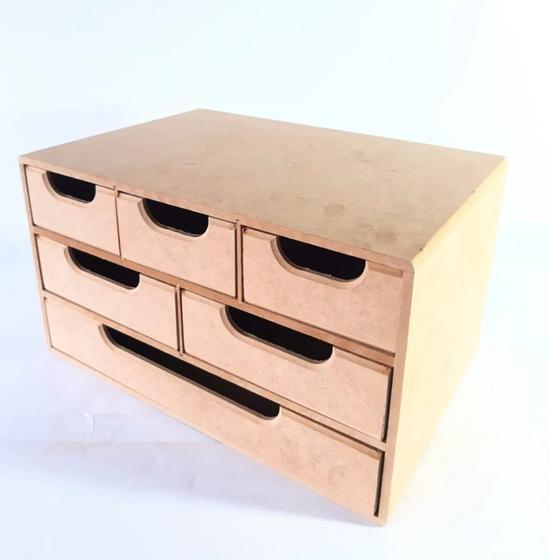 Imagem de Gaveteiro Organizador Pequeno de Mesa com 6 Gavetas (19-Altura x 23-Profundidade x 33,5-Comprimento)