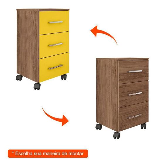 Gaveteiro Pietra Flex Avelã/Amarelo - Saga Home Shop Menor preço em Gaveteiro Pietra Flex Avelã/Amarelo - Saga Home Shop