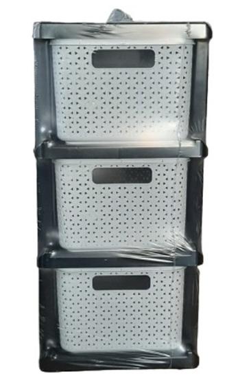 Gaveteiro plasti organizador rattan 03 gavetas moldura preta Menor preço em Gaveteiro plasti organizador rattan 03 gavetas moldura preta