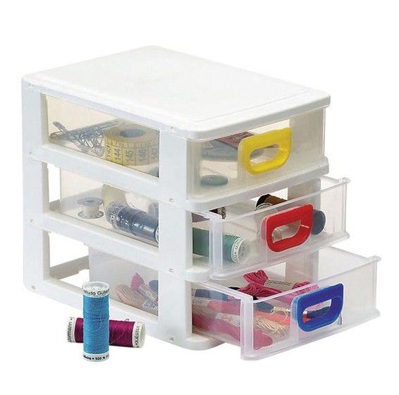 Gaveteiro Plástico Organizador Com 3 Gavetas Porta Tudo Micro Monte Líbano MC1220 Branco Menor preço em Gaveteiro Plástico Organizador Com 3 Gavetas Porta Tudo Micro Monte Líbano MC1220 Branco