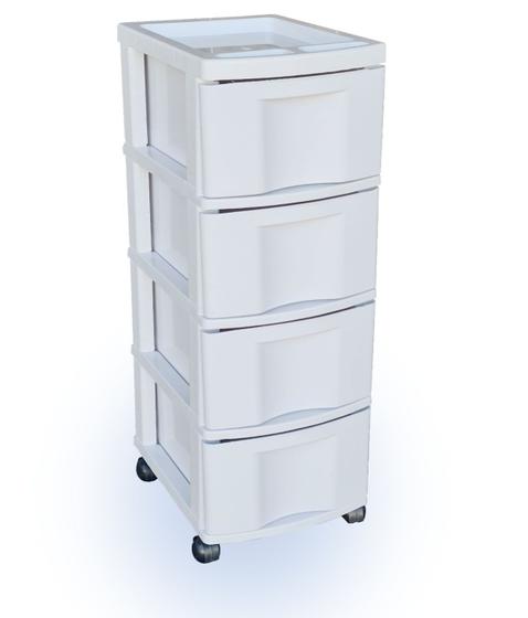Gaveteiro Plástico Todo Branco 4 Gavetas Grandes com Rodízio Agraplast Cod 600 Menor preço em Gaveteiro Plástico Todo Branco 4 Gavetas Grandes com Rodízio Agraplast Cod 600