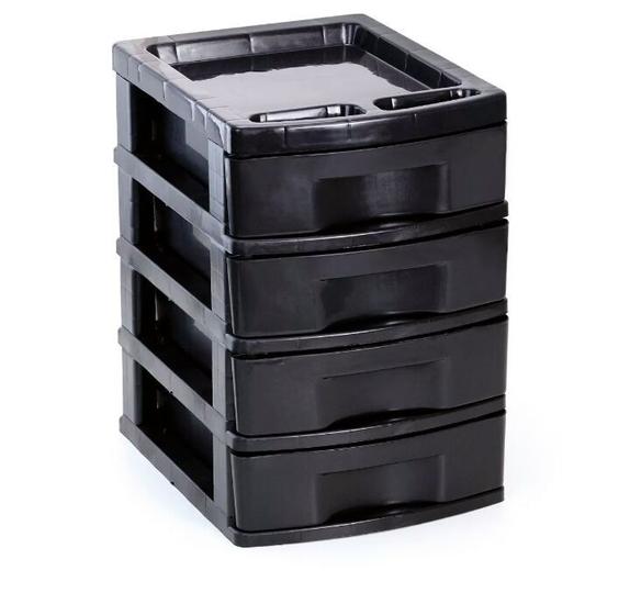 Gaveteiro  Preto em Plástico 4 Gavetas  Sem Rodízio é boa?