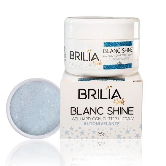 Imagem de Gel blanc shine autonivelante hard com glitter 25g brilia nails