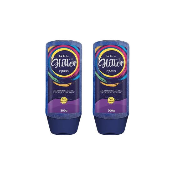 Imagem de Gel Cabelo e Corpo Fixed Com Glitter Roxo 200g-Kit C/2un