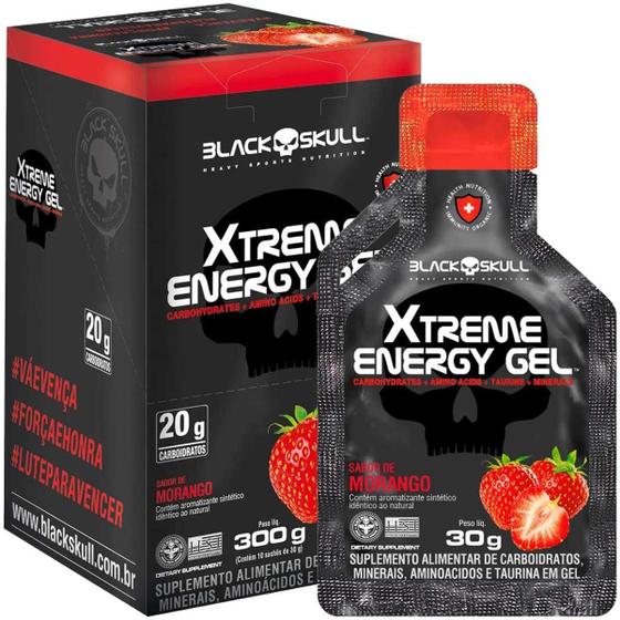 Imagem de Gel Carboidrato Xtreme Energy Gel 10 Saches Morango Black