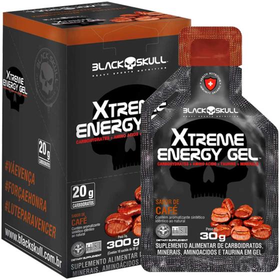 Imagem de Gel Carboidrato Xtreme Energy Gel c/ 10 Café Black Skull