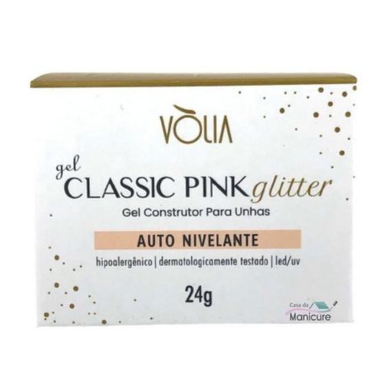 Gel clássic Pink glitter 24g volia Gel para Unhas Magazine Luiza