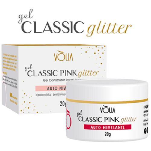 Gel Classic Pink Glitter Vòlia (24g) Gel para Unhas Magazine Luiza