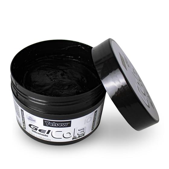 Imagem de Gel Cola Black Preto Siliconado Fixa Penteado Cabelos Hidratados Definição Antifrizz Prolongada 240g, Yelsew