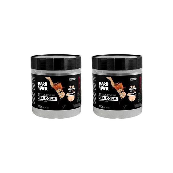 Imagem de Gel Cola Fixador Hard Hair Incolor 500G-Kit C/2Un