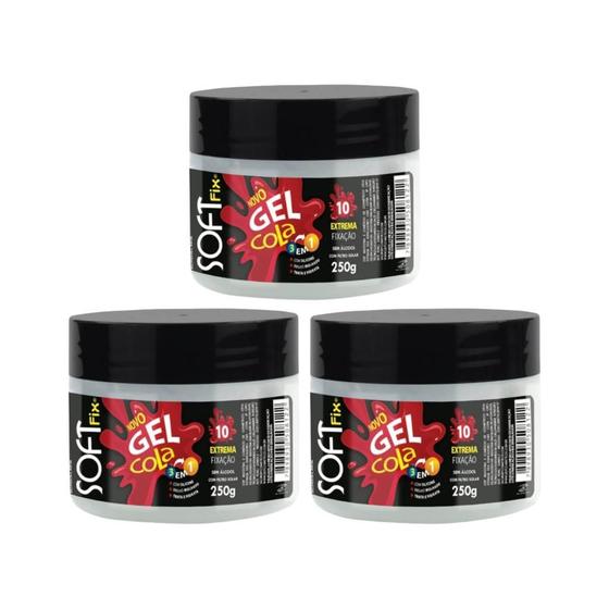 Imagem de Gel Cola Fixador Softfix Branco 240G - Kit Com 3Un